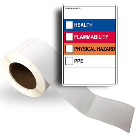 Roll Of Labels Chemical Identity Health Flammability 5 Mil Poly