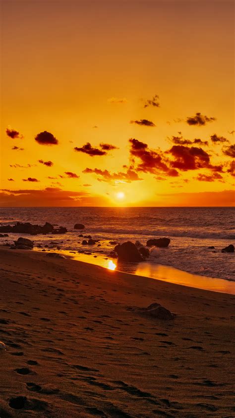 Afterglow Beach Shore Sunrise Sunset Wallpaper Iphone Xs Max