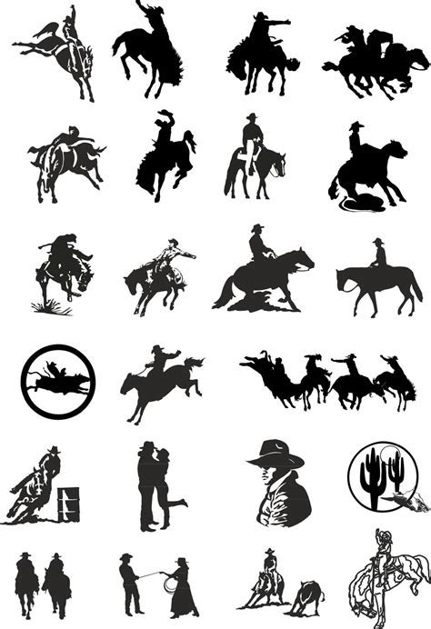Cowboy Silhouette Set Free Cdr Vectors Art For Free Download Vectors Art