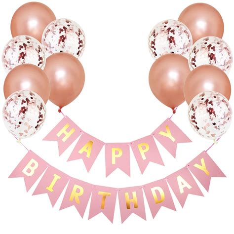 Buy Happy Birthday Banner Birthday Bunting With 6 Pcs Rose Gold Latex