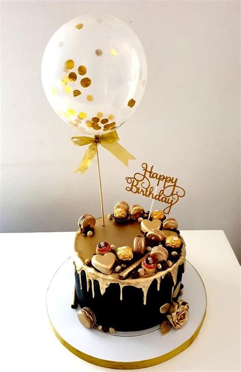 Golden Cake By Tortesanjavisegrad Golden Birthday Cakes Happy Birthday