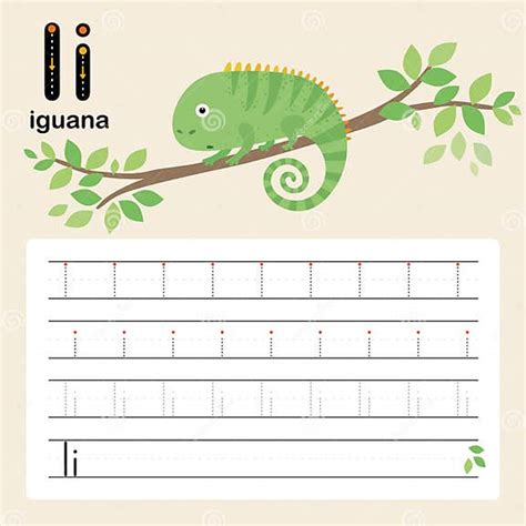 I Iguana Alphabet Tracing Worksheet For Preschool And Kindergarten To Improve Basic Writing