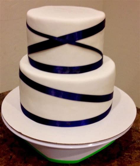 Royal Blue Ribbon Wedding Cake Lovebugs Edible Designs