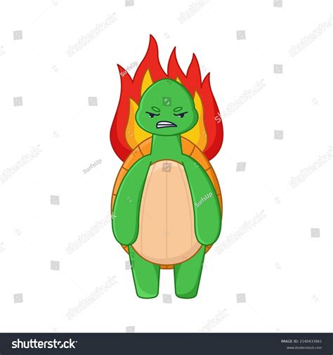 Angry Turtle Cartoon Character Sticker Furious Stock Vector Royalty