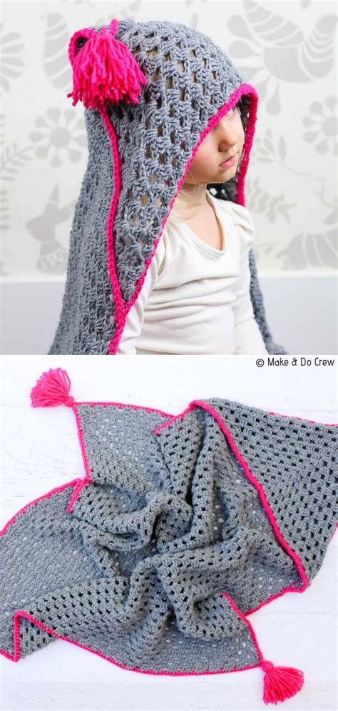 Adorable Hooded Blankets Free Crochet Patterns