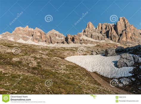Lagazuoi Mountains In Dolomites Stock Photo Image Of