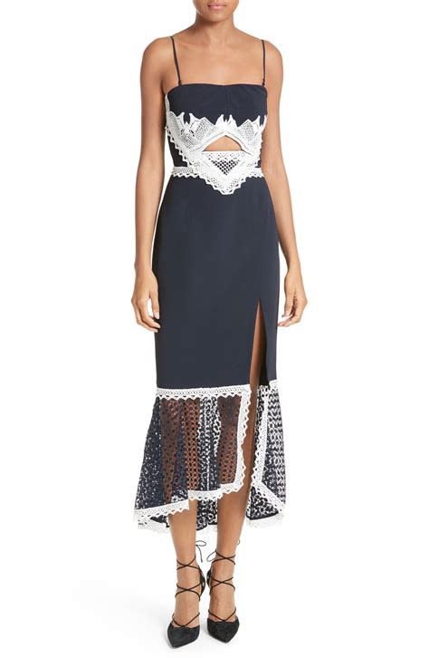 Jonathan Simkhai Cutout Lace Inset Midi Dress | Nordstrom