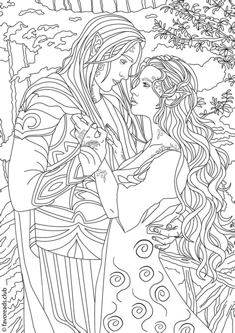 Fantasy Romance Printable Adult Coloring Page From Favoreads Etsy My