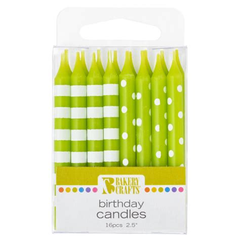 Bakery Crafts Lime Green With Stripes And Polka Dots Birthday Candles 16