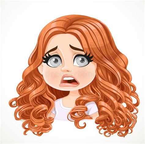 beautiful disappointed smiling cartoon brunette girl with brown hair portrait stock vector
