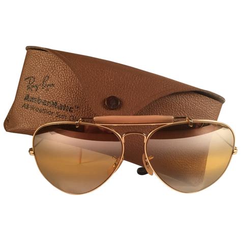 New Vintage Ray Ban Aviator Gold Ambermatic Double Mirror 1970s Bandl