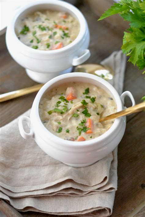 Saucy chicken, rice and veggies come together so easily right in the crockpot. Slow Cooker Creamy Chicken & Wild Rice Soup | Love & Food ...