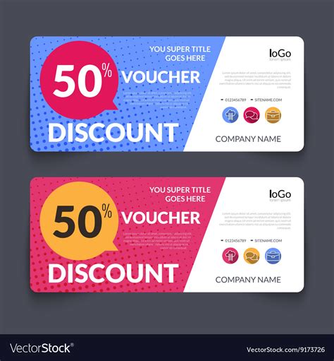 Discount Voucher Design Template With Colorful Vector Image
