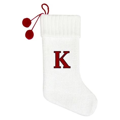 20 Knit Monogram Stocking White K Monogram Stockings Stockings Monogram