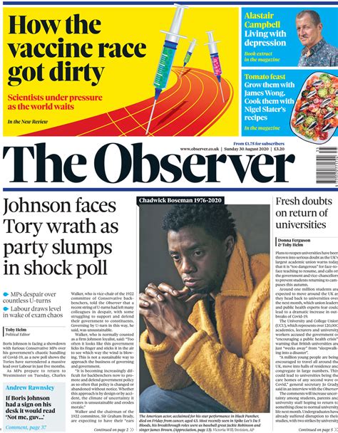 Chadwick boseman's secret fight stuns me. Newspaper headlines: Vaccine hopes, and Chadwick Boseman ...