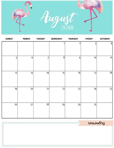 cute august  calendar template august calendar
