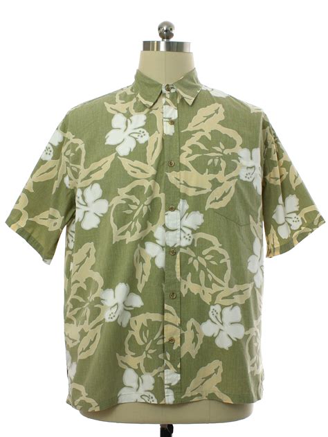 90s Retro Hawaiian Shirt 90s Cooke Street Honolulu Mens Pale Olive