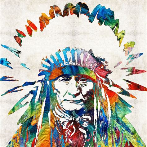 Native American Art Chief By Sharon Cummings Art Print By Sharon