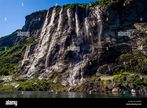 Geiranger Fjord Waterfall Seven Sisters Beautiful Nature Norway