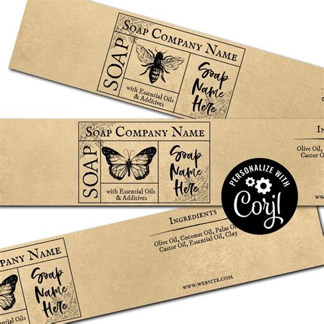 Butterfly Honey Bee Apothecary Soap Label On Kraft Paper Etsy Soap Labels Kraft Paper