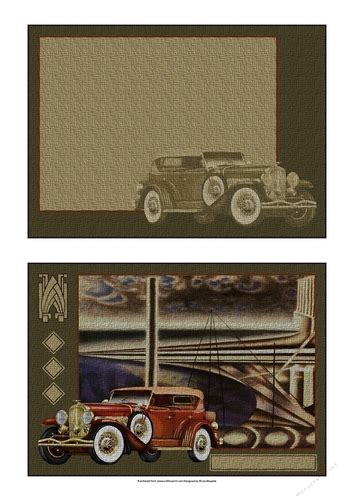 Vintage Art Deco Men Antique Car Quick Card Topper With Insert