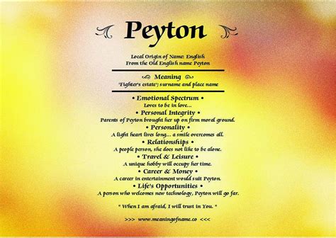 Peyton Meaning Of Name