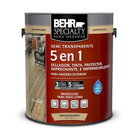 BEHR SPECIALTY® PARA MADERAS 5 en 1: Sellador, Tinta, Protector