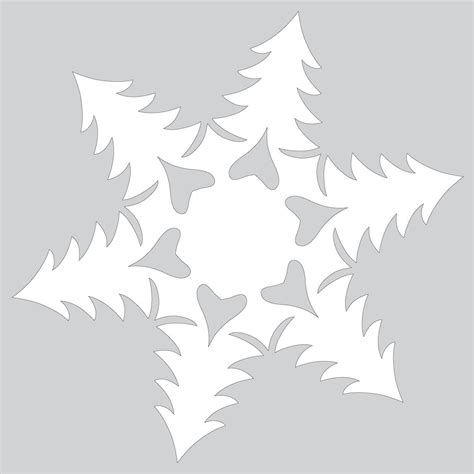 Paper Snowflake Pattern With Christmas Trees Cut Out