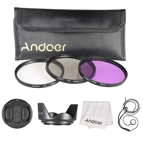 Andoer 67mm Filter Kit Uvcplfld Nylon Carry Pouch Lens Cap