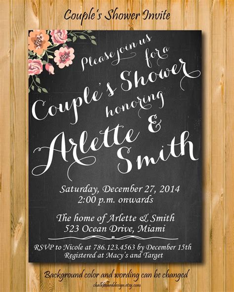 rustic couples shower invitation diy party invitation chalkboard couples shower invitation