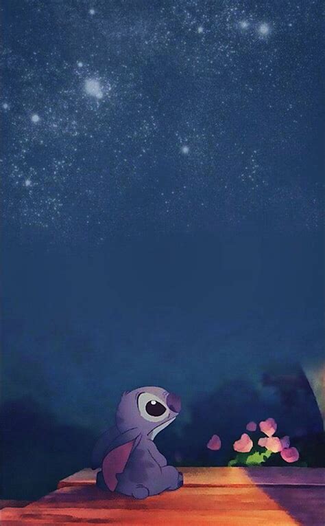 Download Stitch Looking At Night Sky Disney Wallpaper