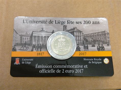 Belgium 2 Euro Coin 200 Years University Of Liège 2017 In Coincard