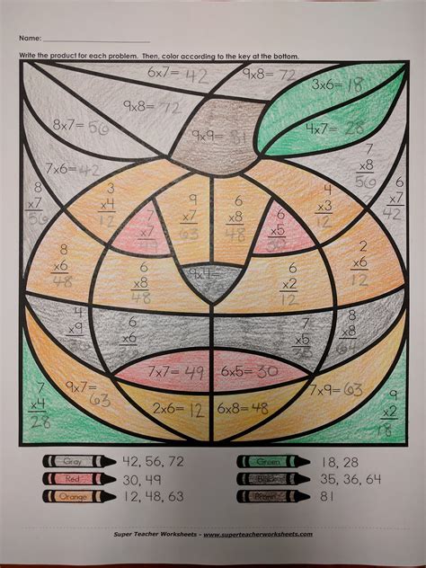 All the topics math questions are covered in the 5th grade worksheets. Pumpkin Coloring Math Activity