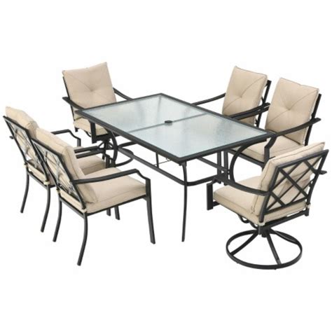 Gymax 7pcs Cushioned Outdoor Dining Set Patio Furniture Set W 2 Swivel