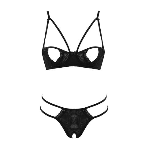 Sexy Womens Erotic Sets Lace Lingerie Set Adjustable Straps Bare