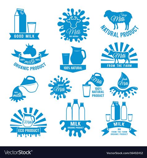 Set Of Milk Labels Of Royalty Free Vector Image