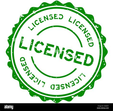 Grunge Green Licensed Word Round Rubber Seal Stamp On White Background