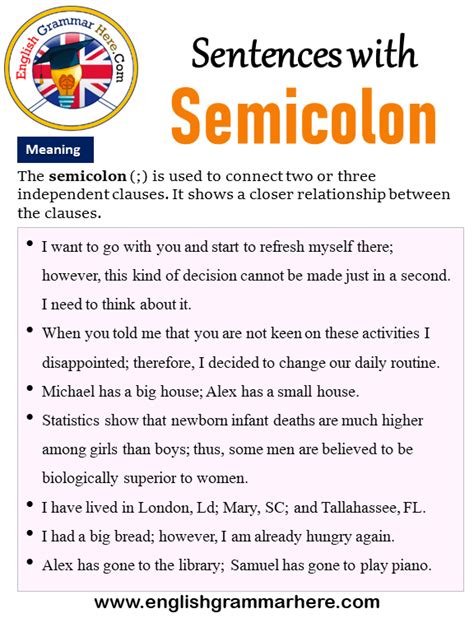Sentences With Semicolons How To Use Semicolons In A Sentence And