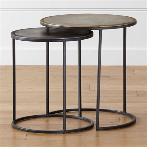 Palmer round nesting end table. Knurl Nesting Accent Tables Set of Two | Crate and Barrel