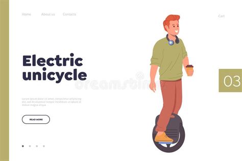 Electric Unicycle Landing Page Design Template With Happy Teen Boy