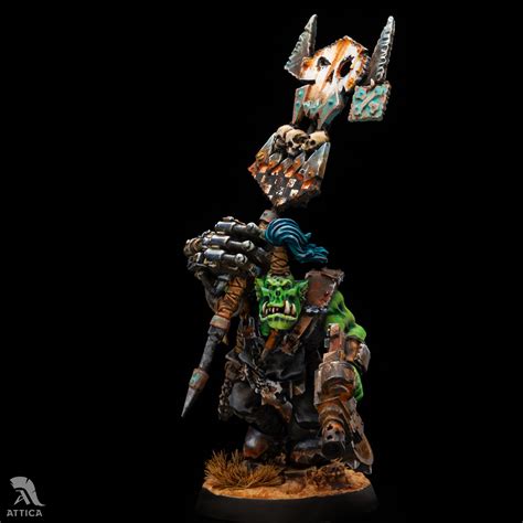 Ork Nob With Waaagh Banner Painted Wargaming Figure Art Quality