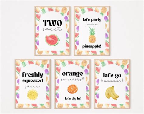 Twotti Frutti Party Signs Tutti Frutti Food Signs Birthday Etsy