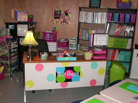 Cute Desk Area Very Colorful Very Organized Teacher Desk Decorations Classroom Decor