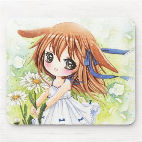 Best 3d chest mouse pads on our store. Lovely anime girl with daisy mouse pad | Zazzle