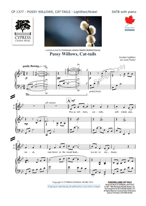 Pussy Willows Cat Tails Satb By Gordon Li Jw Pepper Sheet Music