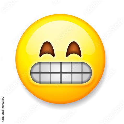 Emoji Isolated On White Background Emoticon Grimacing Face Stock