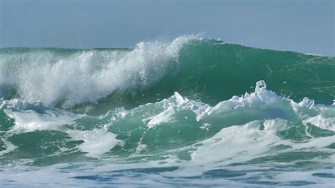 Ocean Big Wave Splash Foam Green Water Blue Sky Royalty Free Stock Video And Stock Footage