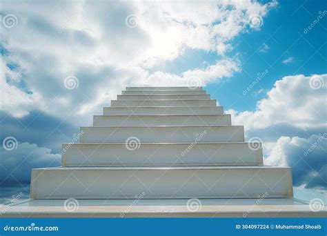 Skyward Climb White Ladder Symbolizes the Journey To Success Stock