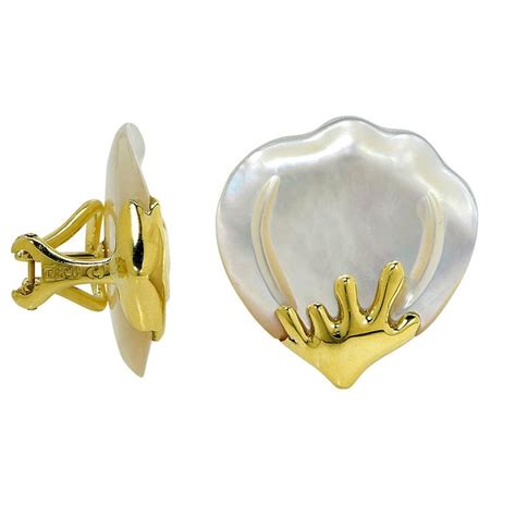 Tiffany And Co Mother Of Pearl Gold Earrings At 1stdibs