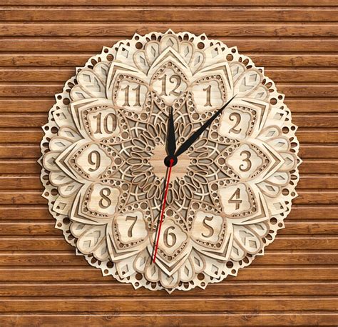 Laser Cut Vector Model Multilayer Mandala Clock Etsy